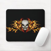 Schädel flammt   Mousepad - Schwarzrückseite (Mit Mouse)