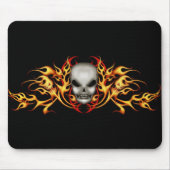 Schädel flammt Mousepad - Schwarzrückseite (Vorne)