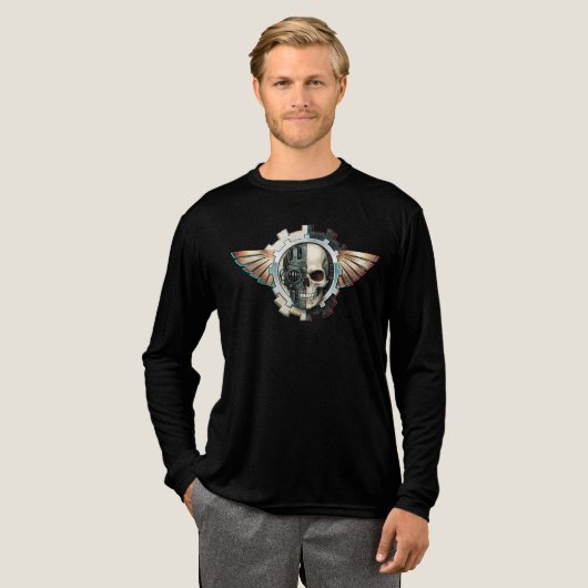 Schädel-Flügel-Emblem Tri-Blend Shirt (Volle Vorderseite)