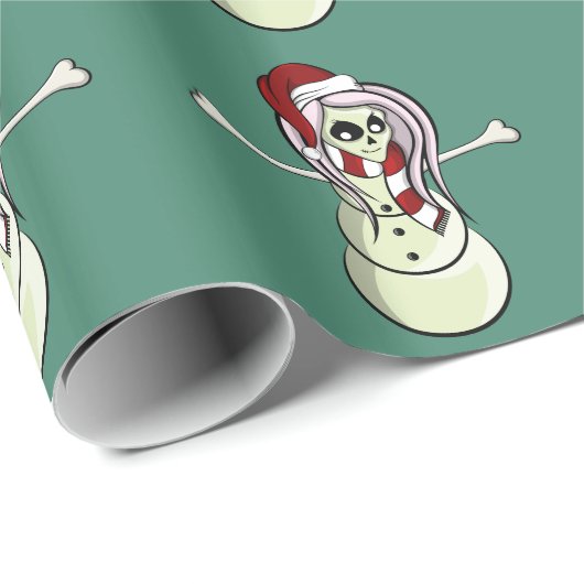 Schädel-Frau-Schneemann Geschenkpapier (Rolleneckpunkt)