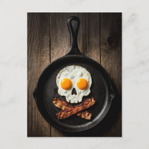 Schädel-Frühstück – Dunkle Food Humor Kunst Postkarte