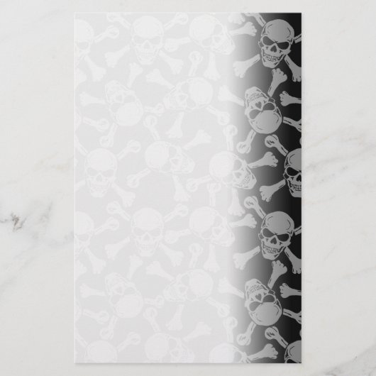 Schädel-gekreuzte Knochen Goth Felsen-Pirat Briefpapier (Vorderseite)