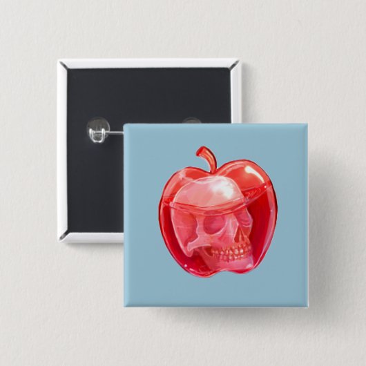 Schädel-Gekritzel-Kunst-Quadrat-Knopf Button (Vorne & Hinten)