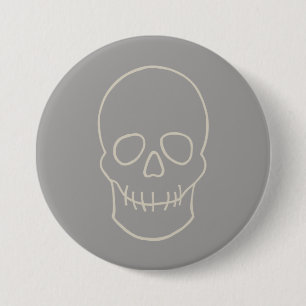 Schädel - Ghost Grau und Knochen Weiß Button