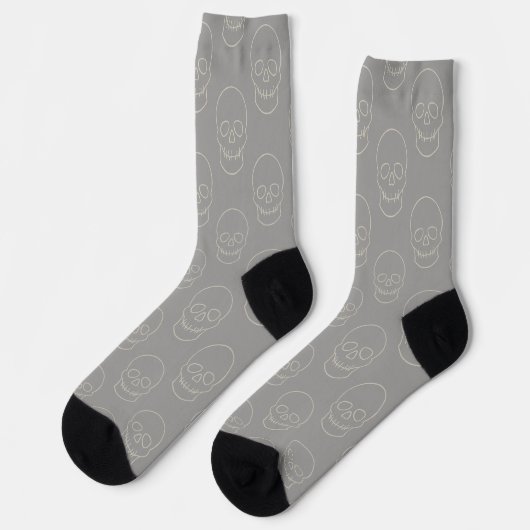 Schädel - Ghost Gray und Knochen weiß Socken (Linkes Detail)