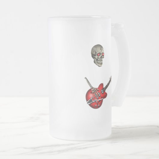 Schädel-Gitarrist Mattglas Bierglas (VorderseiteRechts)