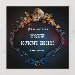 Schädel-Gotik-Geburtstags-Halloween-Party-Einladun Einladung