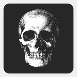 Schädel-Gotik-Halloween-Hochzeitsaufkleber quadrat Quadratischer Aufkleber