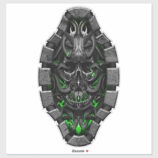 Schädel Grenn Bio Funken Custom Cut Vinyl Sticker (Blatt)