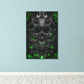 Schädel Grüner Bio-Funken Leinwanddruck (Insitu (Holzboden))