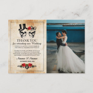 Schädel Halloween Danke Gothic Fotokarte Einladung