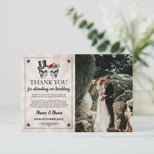 Schädel Halloween danken Ihnen Einladung (Stehend Vorderseite)