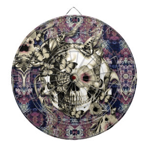 Schädel hergestellt von den Mohnblumen und von de Dartscheibe