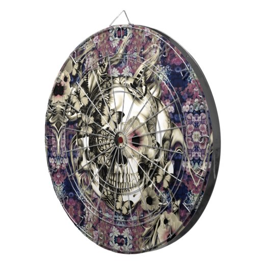 Schädel hergestellt von den Mohnblumen und von den Dartscheibe (Vorderseite rechts)