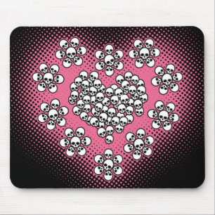 Schädel Herz und Blume Mousepad