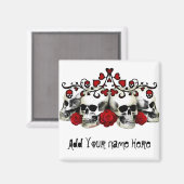 Schädel, Herz und Rose Magnet (Vorderseite/Rückseite)