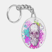 Schädel, Herz und Rose Schlüsselanhänger (Vorderseite links)