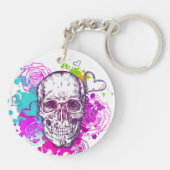 Schädel, Herz und Rose Schlüsselanhänger (Rückseite)