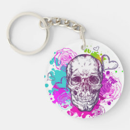 Schädel, Herz und Rose Schlüsselanhänger