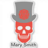 Schädel, Hut und Blume Aufkleber (Vorderseite)