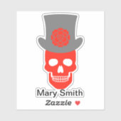 Schädel, Hut und Blume Aufkleber (Blatt)