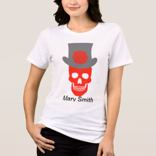 Schädel, Hut und Blume Tri-Blend Shirt