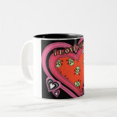 Schädel-ICh Liebe Sie-Herz-Entwurf-Tasse Zweifarbige Tasse (Vorderseite Links)