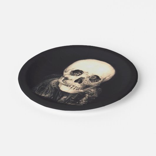 Schädel-Illusion Pappteller (Schrägansicht)