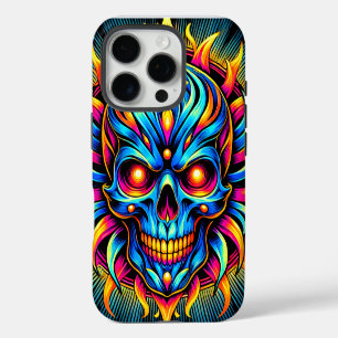 Schädel-Illustration Elektrischer Neon-Glanz iPhone 16 Pro Hülle