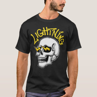 Schädel-Illustration mit Blitz Streetwear T-Shirt