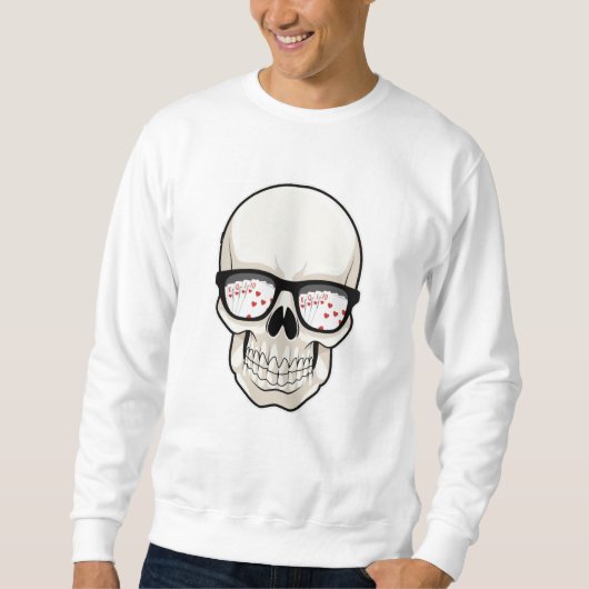 Schädel im Poker mit Sonnenbrille Sweatshirt (Vorderseite)