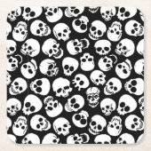Schädel im schwarzen Hintergrund-Muster Rechteckiger Pappuntersetzer (Vorderseite)