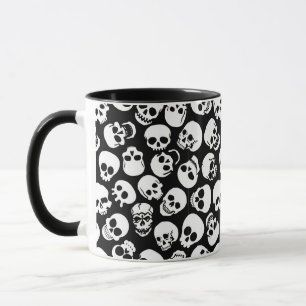 Schädel im schwarzen Hintergrund-Muster Tasse