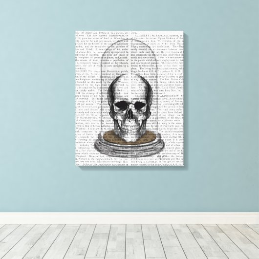 Schädel in Bell Jar Leinwanddruck (Insitu (Holzboden))