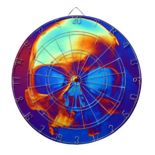 Schädel in Blau und Gold Dartscheibe