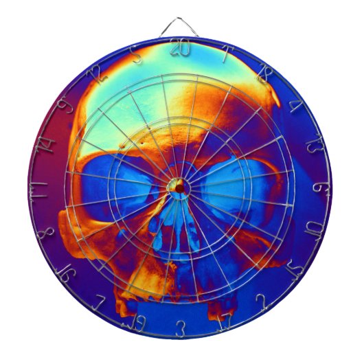 Schädel in Blau und Gold Dartscheibe (vorne)