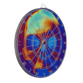 Schädel in Blau und Gold Dartscheibe (Vorderseite Links)