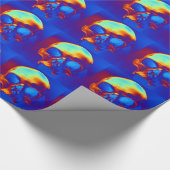 Schädel in Blau und Gold Geschenkpapier (Ecke)