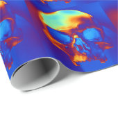 Schädel in Blau und Gold Geschenkpapier (Rolleneckpunkt)