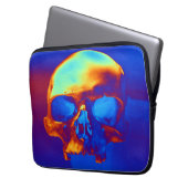Schädel in Blau und Gold Laptopschutzhülle (Vorderseite Links)
