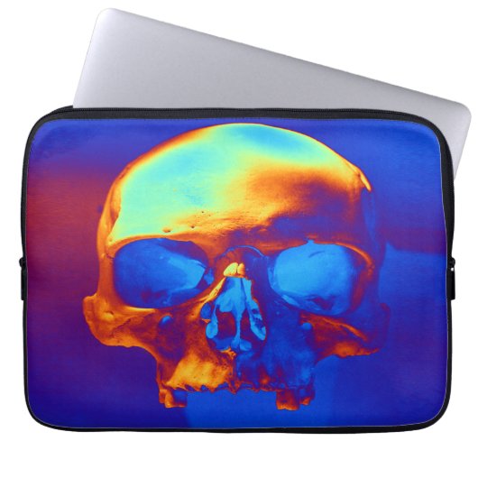Schädel in Blau und Gold Laptopschutzhülle (Vorderseite)