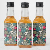 Schädel in Blume Alkoholflaschenetikett (Flaschen)