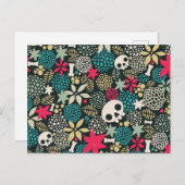 Schädel in Blume Ankündigungspostkarte (Vorne/Hinten)