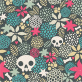 Schädel in Blume Aufkleber (Vorderseite)
