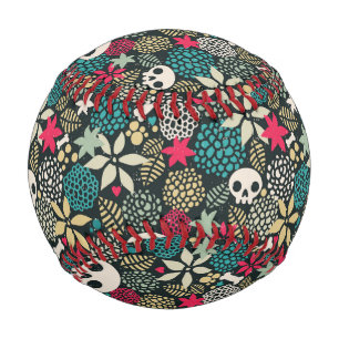 Schädel in Blume Baseball