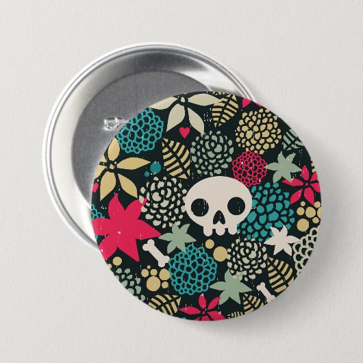 Schädel in Blume Button (Vorne & Hinten)