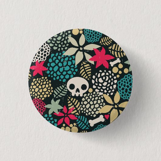 Schädel in Blume Button (Vorderseite)