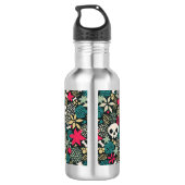 Schädel in Blume Edelstahlflasche (Rückseite)