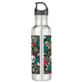 Schädel in Blume Edelstahlflasche (Rückseite)