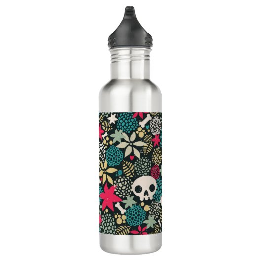 Schädel in Blume Edelstahlflasche (Rechts)